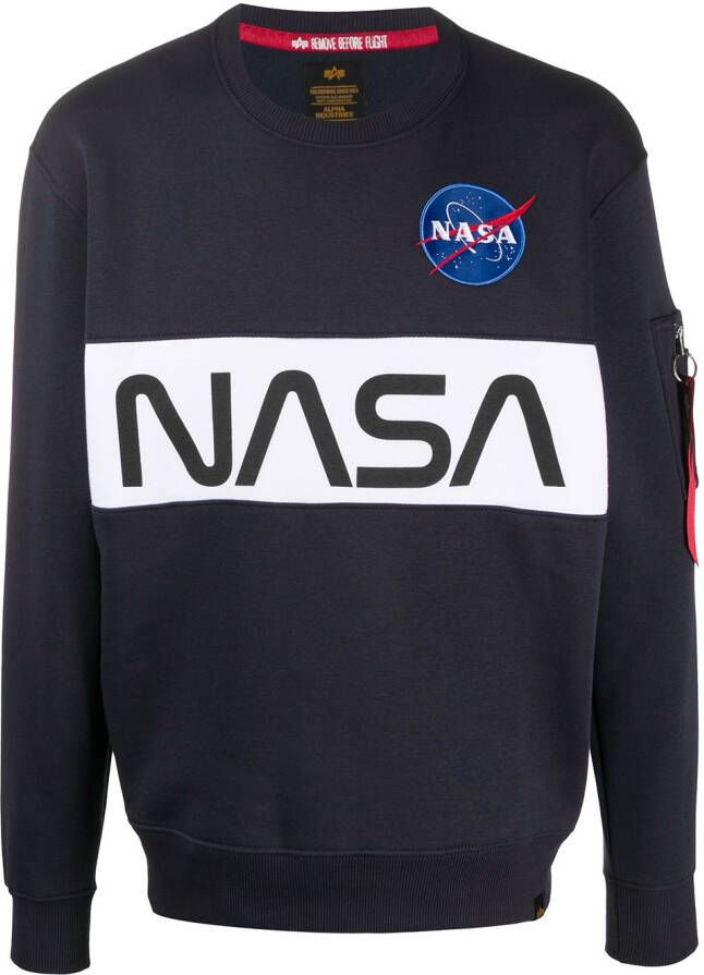 Alpha Industries x NASA sweater met geborduurd logo Blauw