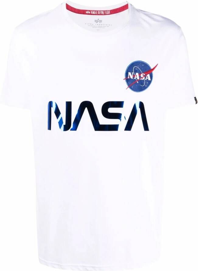 Alpha Industries x NASA T-shirt met reflecterende stof Wit