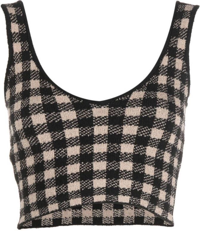 Altuzarra Argia cropped top met gingham ruit Bruin