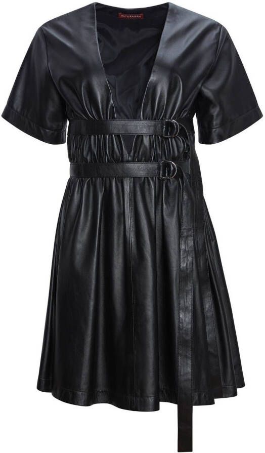 Altuzarra Leren mini-jurk Zwart