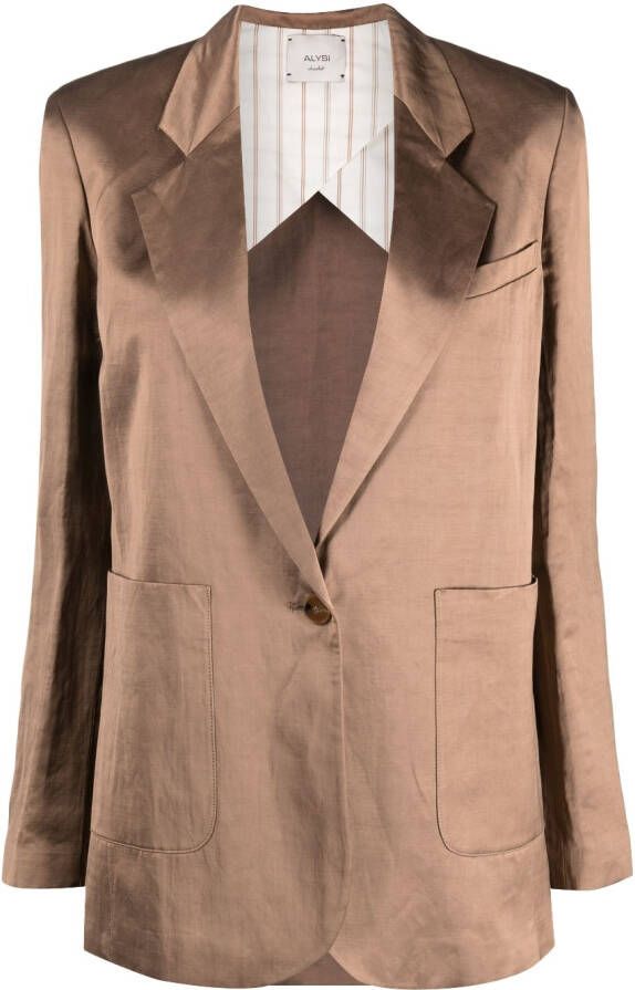 Alysi Blazer met enkele rij knopen Bruin