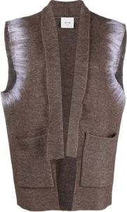 Alysi fur-trim knitted sleeveless cardigan Bruin