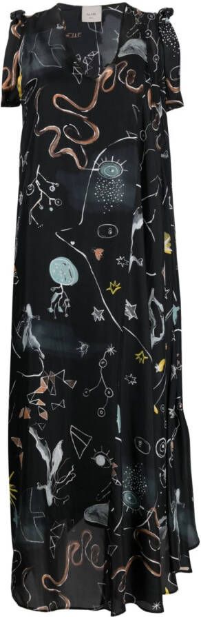 Alysi Midi-jurk met print Zwart
