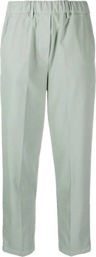 Alysi Katoenen straight broek Groen