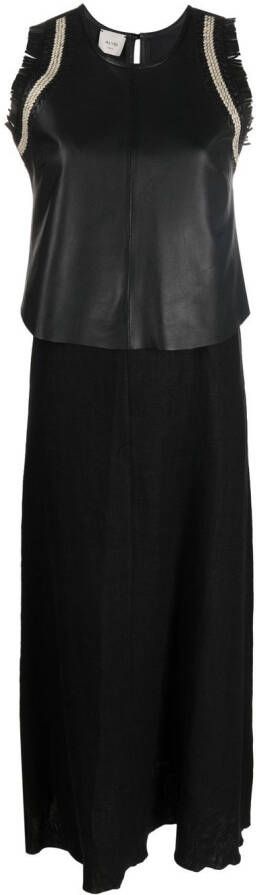 Alysi Maxi-jurk met leren top Zwart