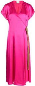 Alysi Midi-jurk met striksluiting aan de zijkant Roze