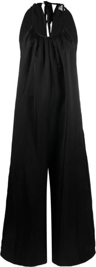 Alysi Satijnen jumpsuit Zwart