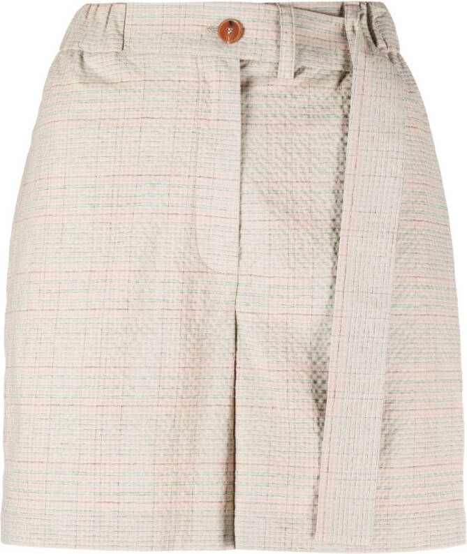 Alysi Geruite shorts Beige