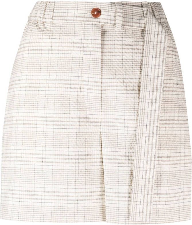 Alysi Geruite shorts Beige
