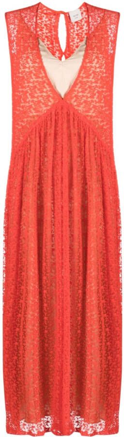 Alysi Semi-doorzichtige maxi-jurk Rood