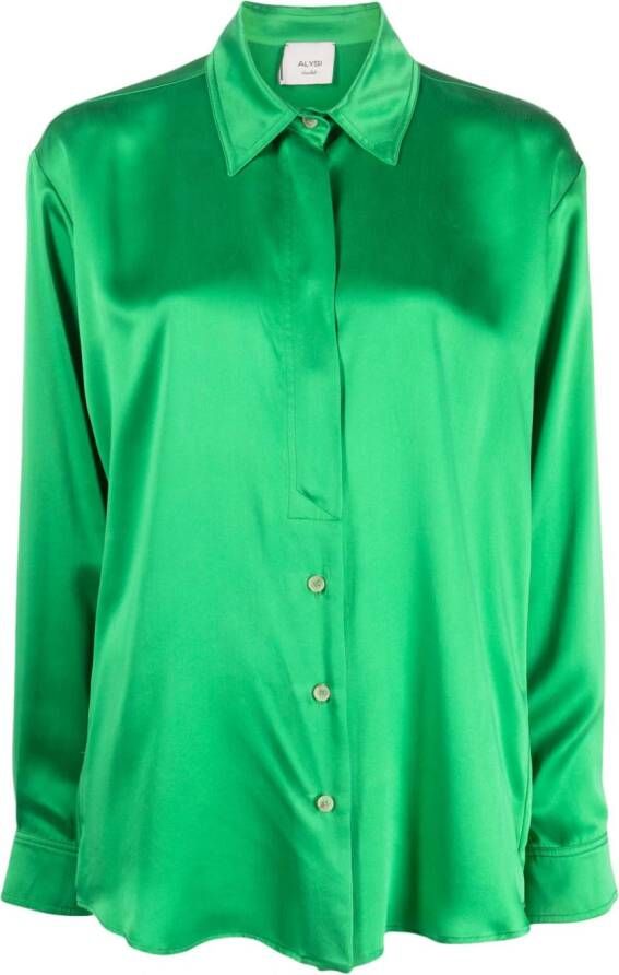 Alysi Zijden blouse Groen