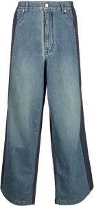 AMBUSH contrasting-detail wide-leg denim trousers Blauw