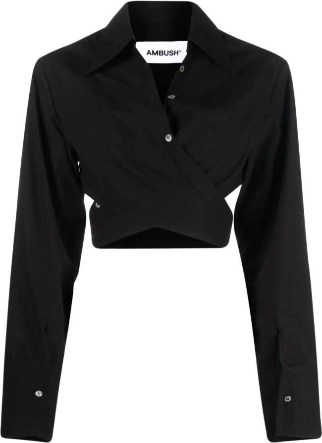 AMBUSH Cropped wikkelblouse 1000 BLACK NO COLOR