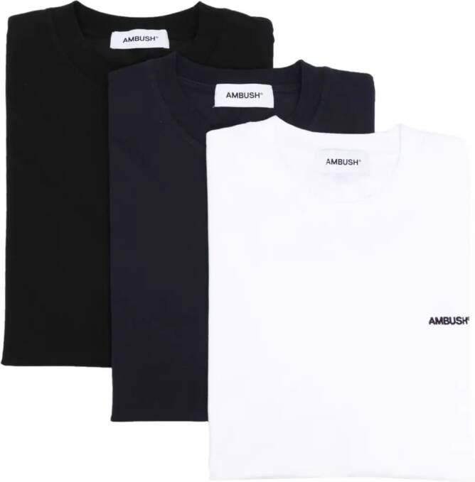 AMBUSH Drie T-shirts met geborduurd logo Zwart