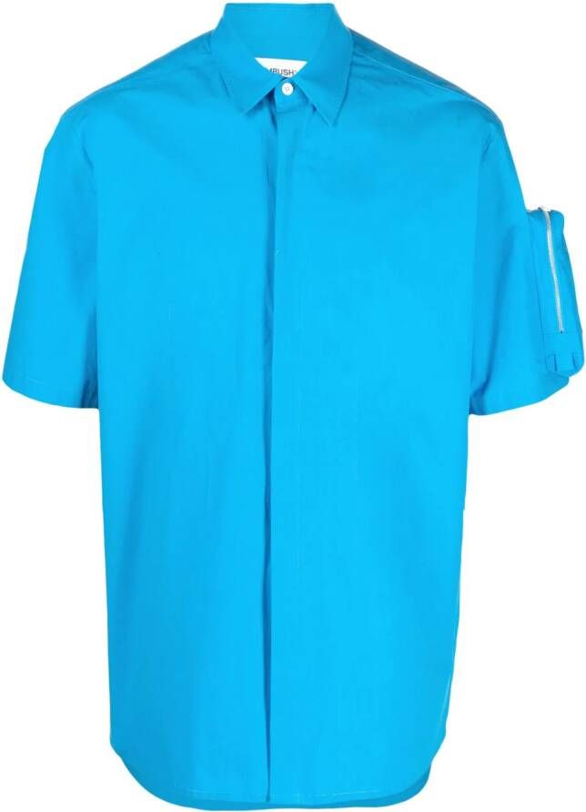 Ambush Blauw Katoenen Overhemd met Ritszak Blue Heren