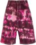 AMI Paris Bermuda shorts met tie-dye print Roze - Thumbnail 1