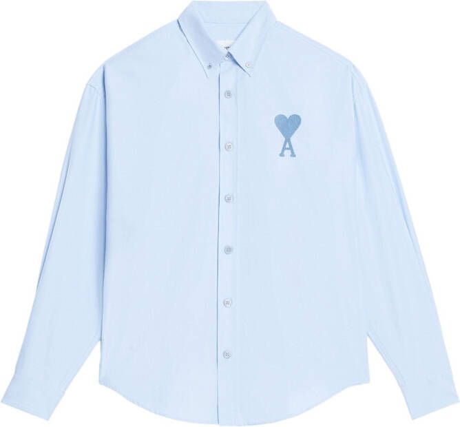 AMI Paris Overhemd met geborduurd logo Blauw
