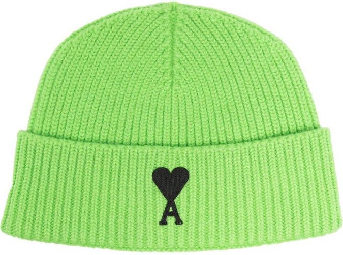 AMI Paris Geribbelde muts Groen