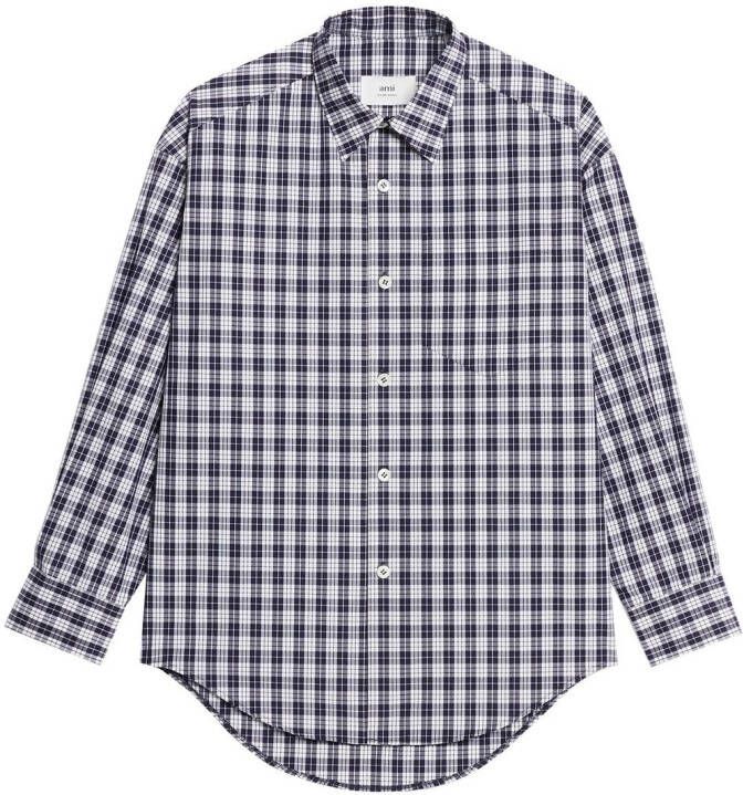 AMI Paris Geruit shirt Blauw