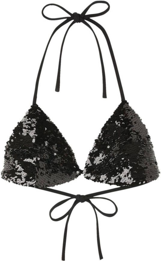 AMI Paris Haltertop met pailletten Zwart