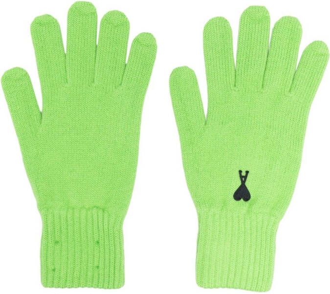 AMI Paris Handschoenen met geborduurd logo Groen