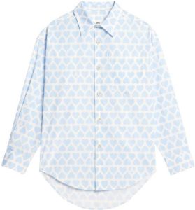AMI Paris heart-print long-sleeve shirt Blauw