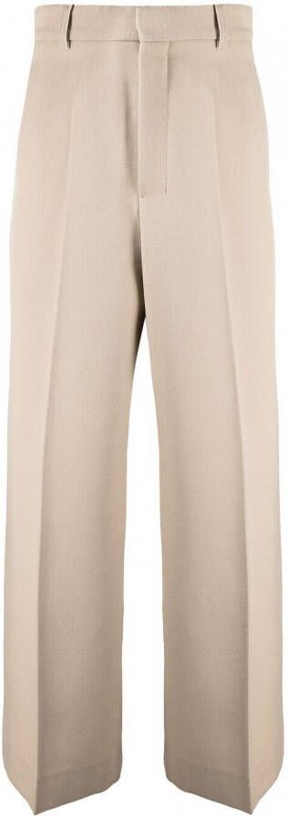 AMI Paris High waist palazzo broek Beige