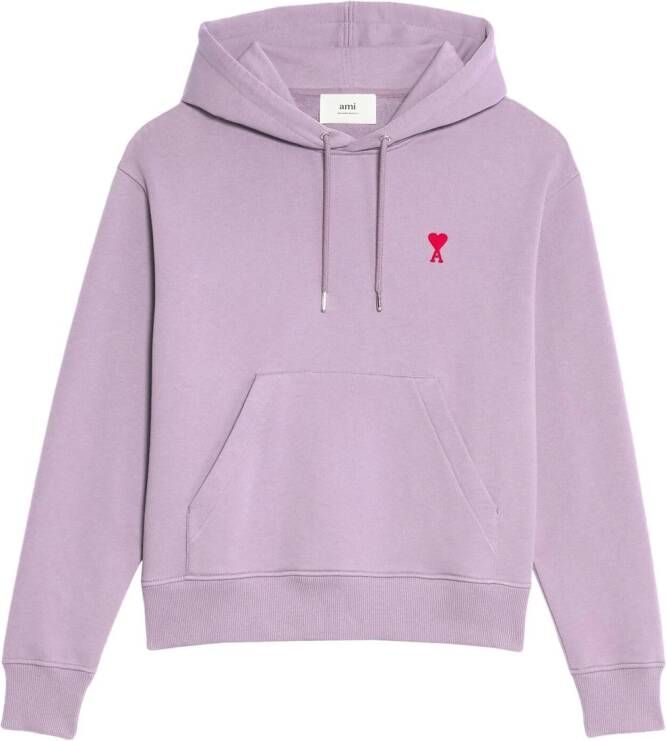 AMI Paris Hoodie van biologisch katoen met geborduurd logo Paars