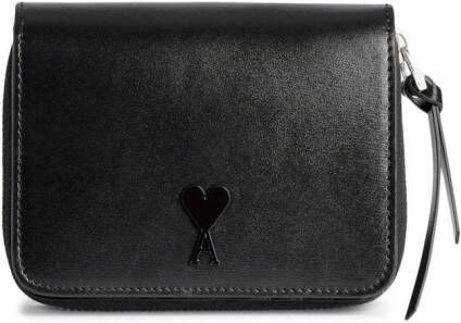 Ami Paris Leren portemonnee met logo Black Unisex