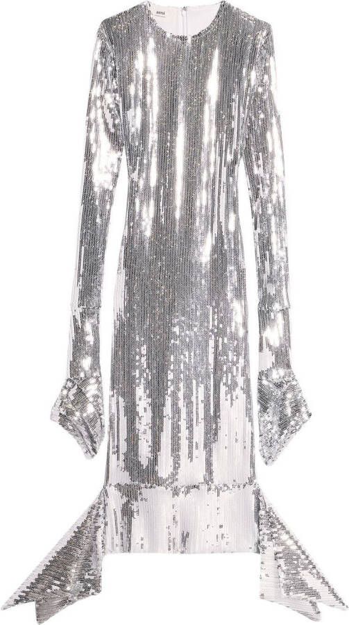 AMI Paris Midi-jurk verfraaid met pailletten Zilver