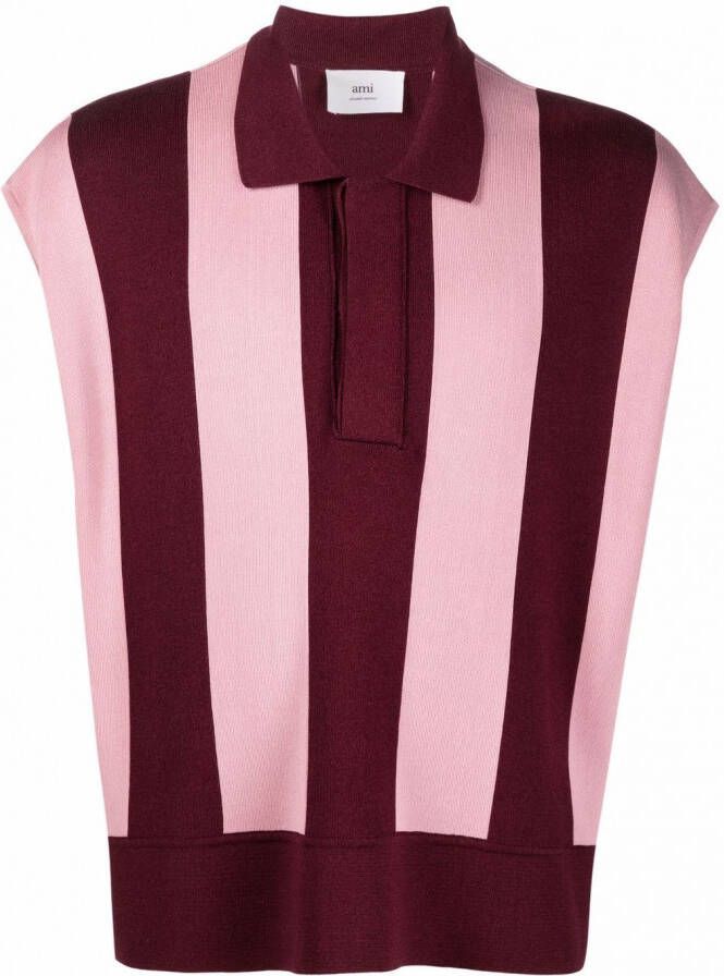 AMI Paris Mouwloos poloshirt Rood