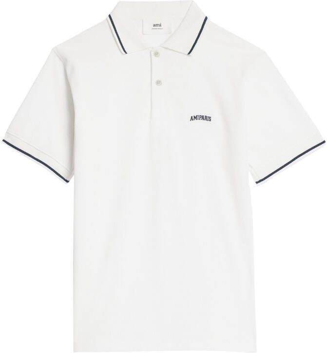 AMI Paris Poloshirt met geborduurd logo Wit