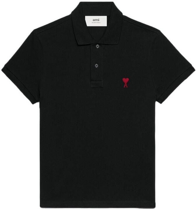 AMI Paris Poloshirt met geborduurd logo Zwart