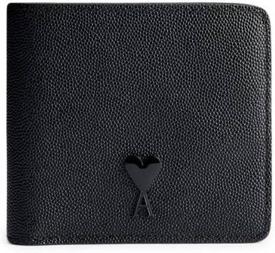 Ami Paris Zwarte Leren Portemonnee ADC Small Leather Goods Black