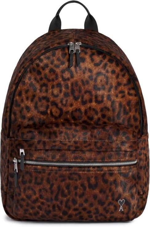 Ami Paris Backpack with animal motif Bruin Unisex