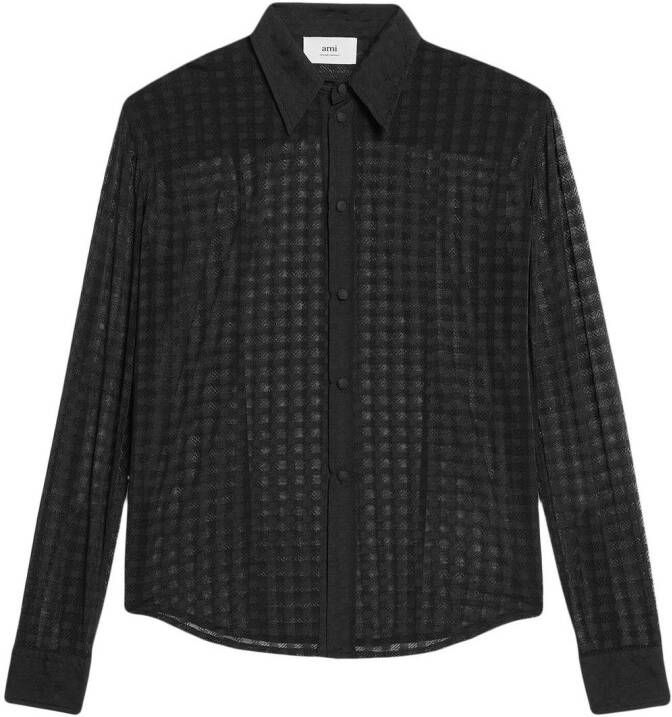 AMI Paris Semi-doorzichtige blouse Zwart