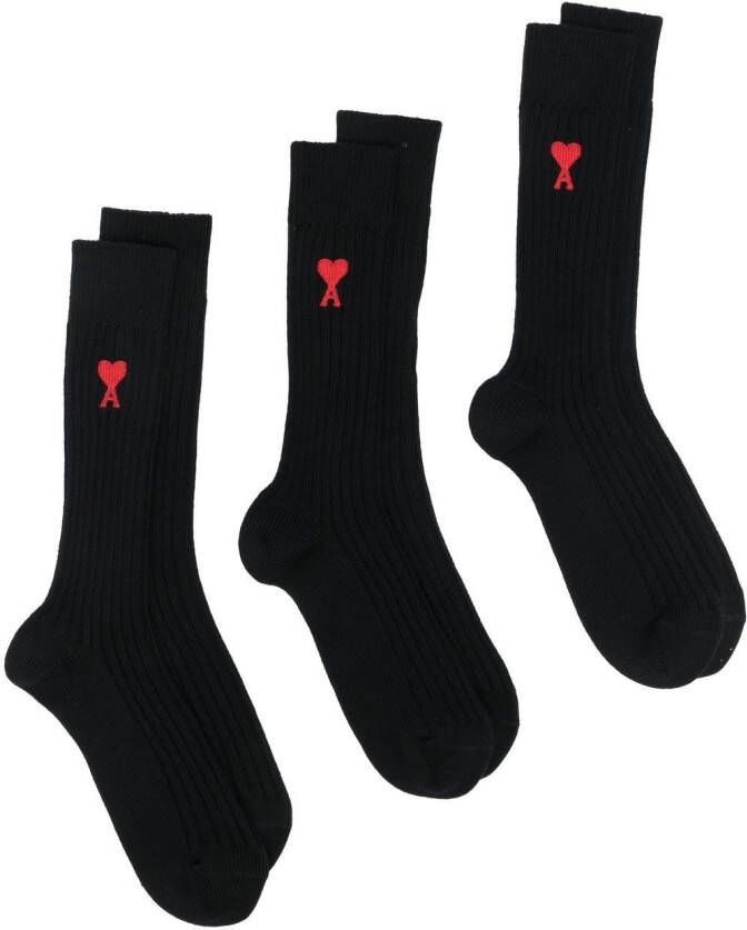 AMI Paris Set van 3 paar sokken Zwart