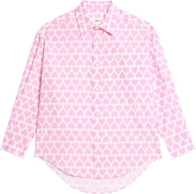 AMI Paris Shirt met hartprint Roze