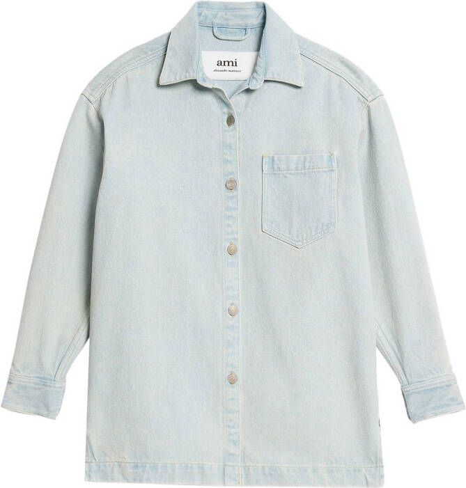 AMI Paris Shirtjack met logoprint Blauw