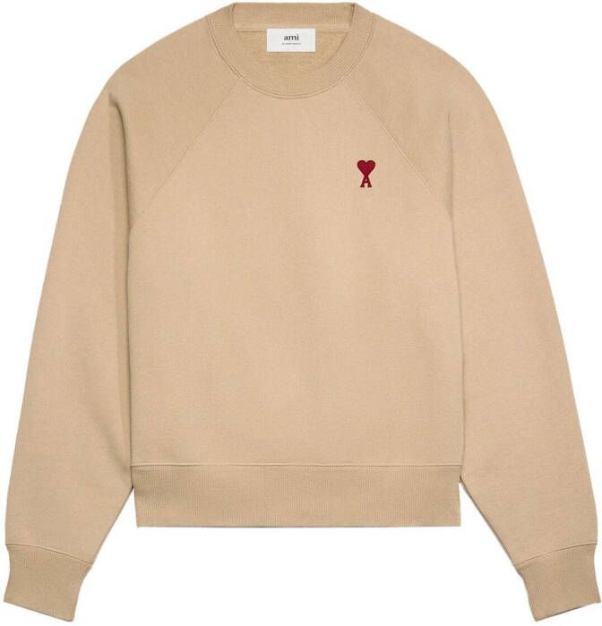 AMI Paris Sweater met geborduurd logo Beige
