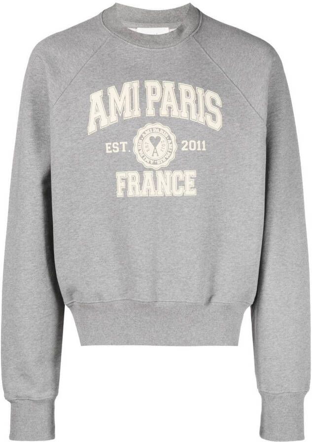 AMI Paris Sweater met logoprint Grijs