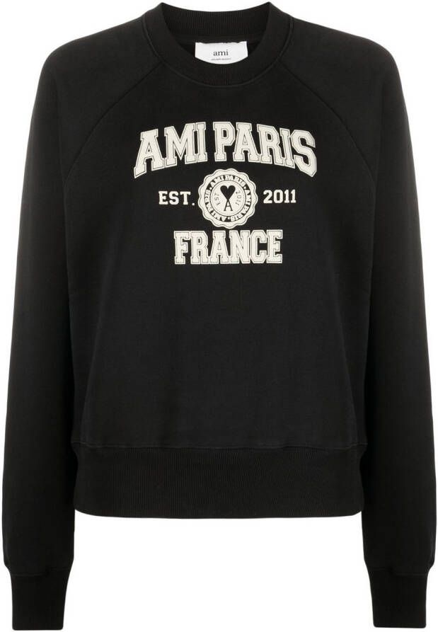AMI Paris Sweater met logoprint Zwart