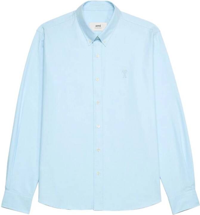 AMI Paris Shirt met geborduurd logo Blauw