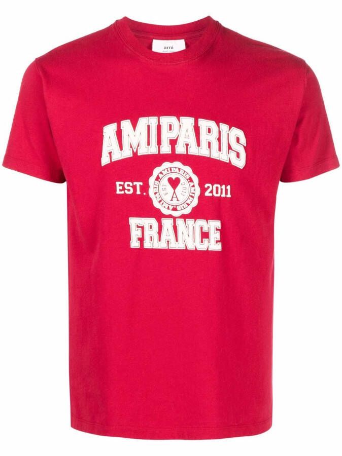 AMI Paris T-shirt met logoprint Rood