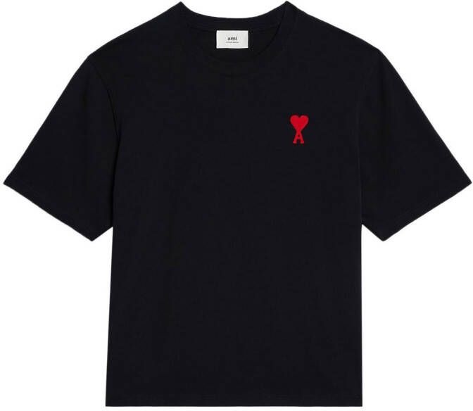 Ami Paris Klassiek biologisch katoenen T-shirt met Ami de Coeur borduursel Black Heren