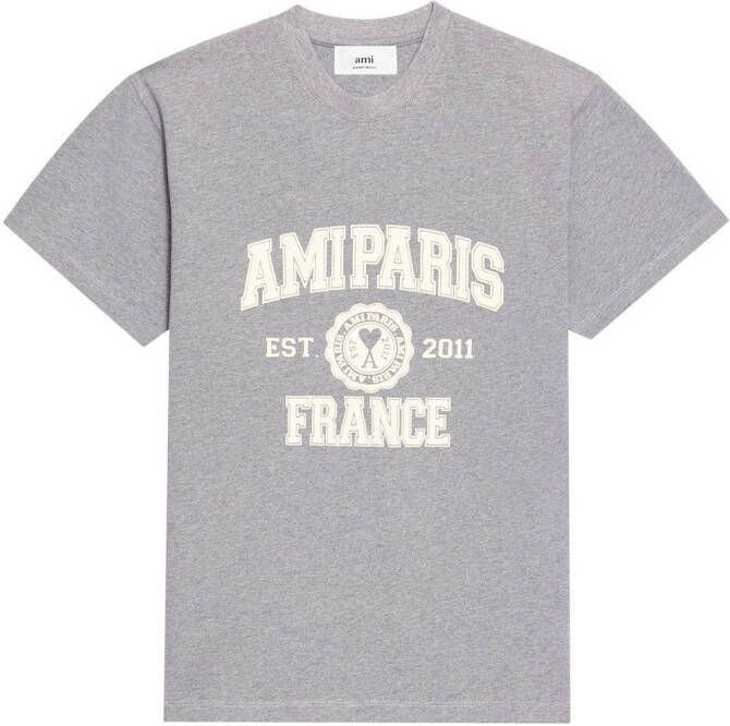 AMI Paris T-shirt met logoprint Grijs