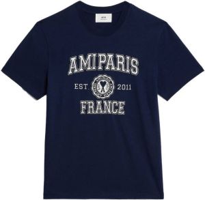 AMI Paris T-shirt met logoprint Blauw