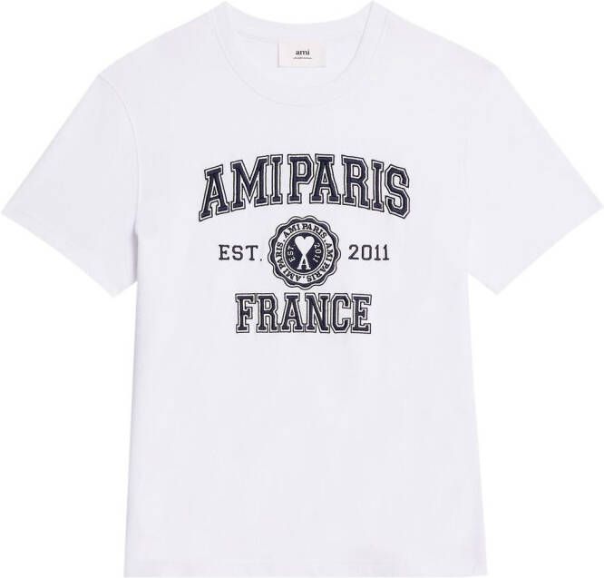 AMI Paris T-shirt met logoprint Wit