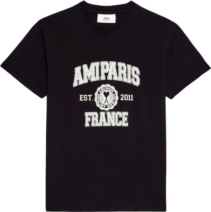 AMI Paris T-shirt met logoprint Zwart