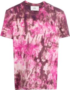 AMI Paris T-shirt met tie-dye print Roze